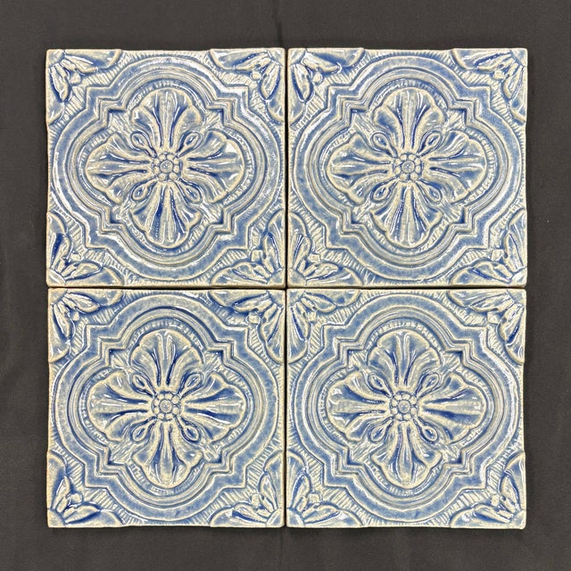 6" x 6" capri decorative and dimensional ceramic tile with a light blue glaze and glossy finish. Tiles are handmade and...