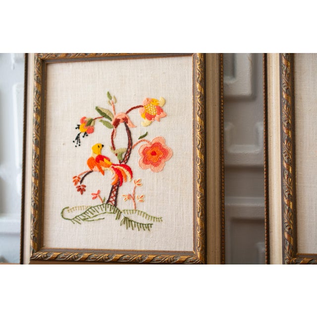 Vintage Framed Crewel Birds, Floral, Needlepoint, Wall Hanging, Art, Chinoiserie a Pair Chairish