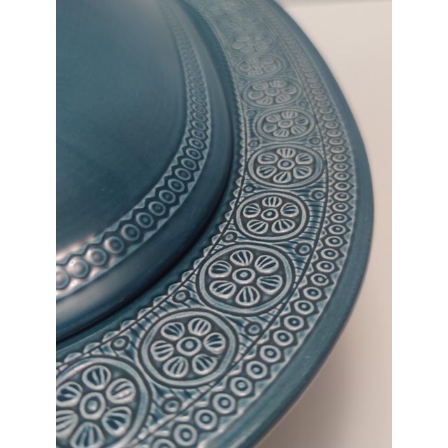 Vintage Italian Margherita Centerpiece in Blue Earthenware attributed to A. Campi for Laveno, 1965 For Sale - Image 8 of 16