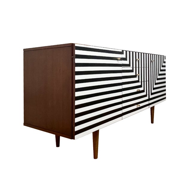 Vintage Sideboard with Op Art Motif, Poland, 1972 For Sale - Image 4 of 13