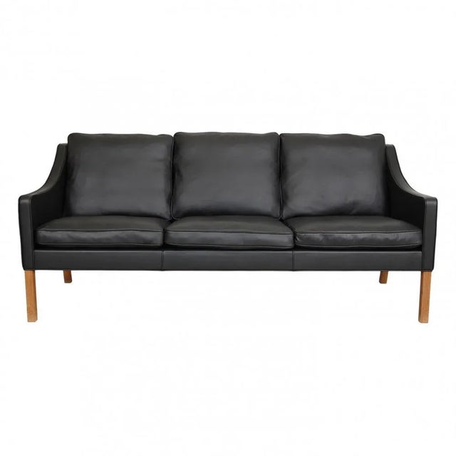 2209 3-Seater Sofa in Black Bison Leather by Børge Mogensen for Fredericia For Sale - Image 9 of 9