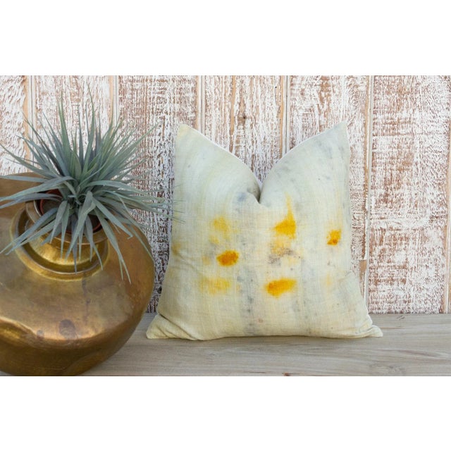 Light Green Vintage Lanu Tie Dyed Organic Silk Pillow For Sale - Image 8 of 9