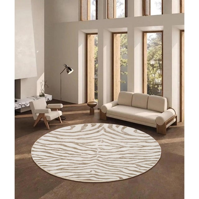 2010s Edgy Hand-Tufted Ivory Area Rug- 8' 0'' X 8' 0'' For Sale - Image 5 of 5