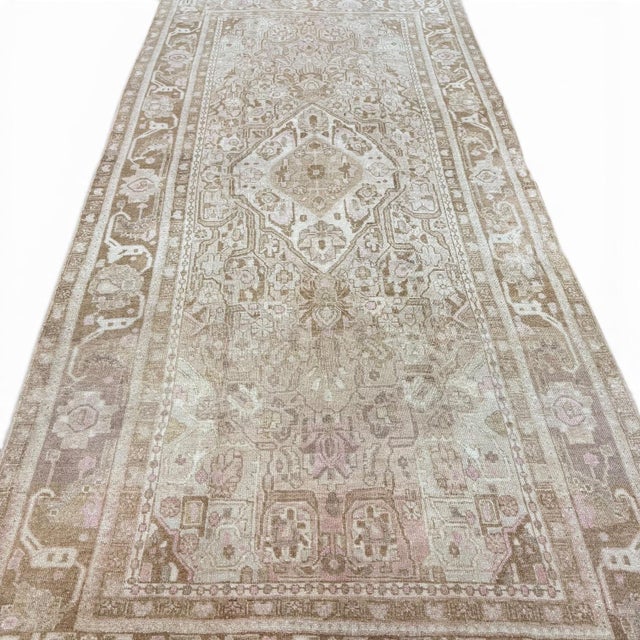 Rare Antique Karabagh Rug, 5' X 11' | Ivory, Beige & Brown Floral Design For Sale - Image 4 of 4