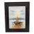 Original Signed Impressionist Oil Painting Sailboat Sunset in Black Rustic Frame For Sale