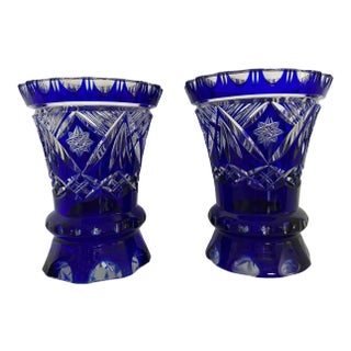 Vintage Crystal Cut Vases- Set of 2 For Sale