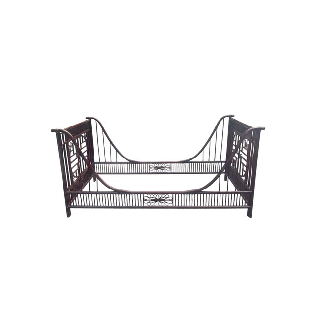 Vintage Rattan and Cane Chinoiserie Sleigh Bed/Daybed For Sale - Image 10 of 10