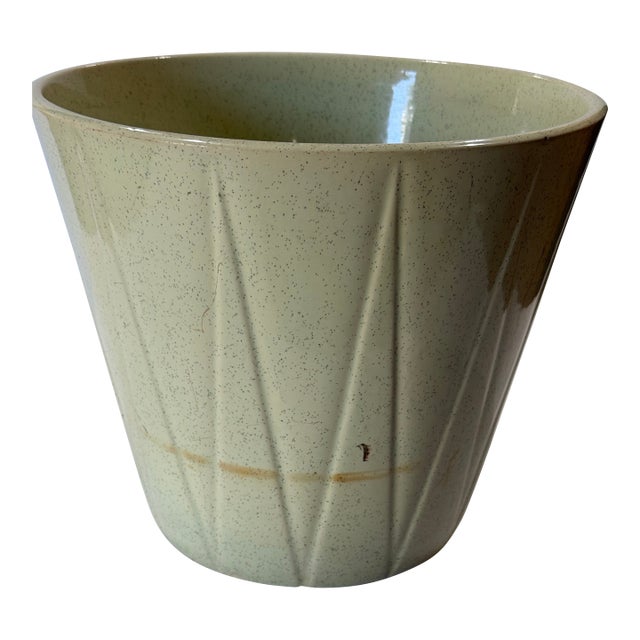 1950s Bauer Speckled Mint Green #10 Pinnacle Mid Century Modern Planter For Sale