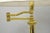 Late 20th Century Vintage Traditional Polished Brass Swing Arm Reading Pole Floor Lamp W/ Shade For Sale - Image 5 of 12