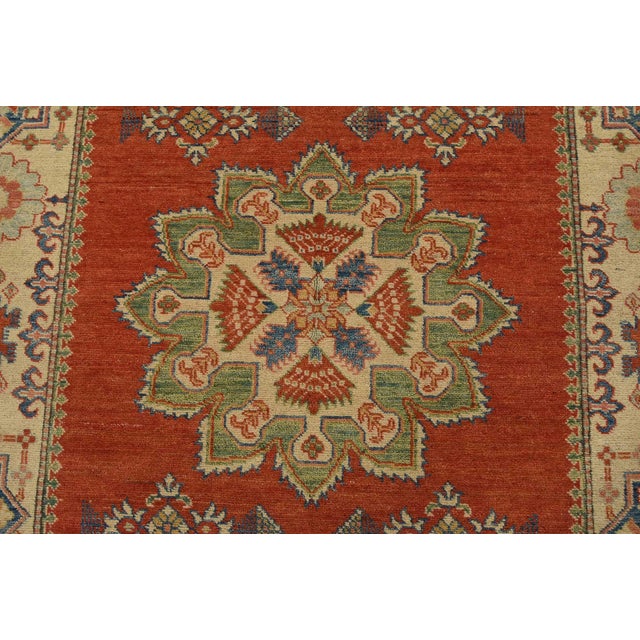 2020s Kazak Runner 4’11” X 13′ Red Wool Tribal Hand-Knotted Oriental Carpet For Sale - Image 5 of 13