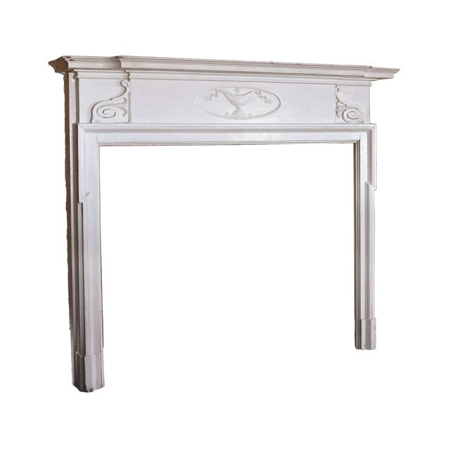 American Antique Mantel With Carved Detail For Sale - Image 3 of 7