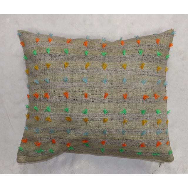 Pop Art Square Boho Kilim Pillow For Sale - Image 3 of 3