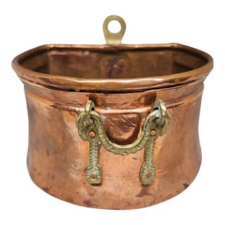 Vintage Copper Brass Planter, Hanging Wall Planter For Sale