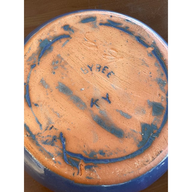 Blue Low Bowl /Plate by Bybee Kentucky Pottery Signed For Sale - Image 4 of 6