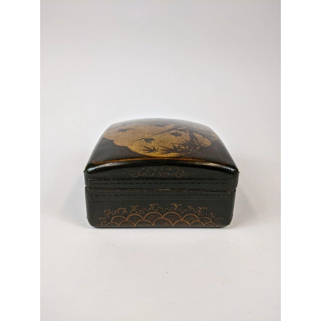 20th Century Hand Painted Leather Jewelry Box For Sale - Image 4 of 8