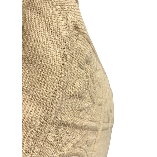 Traditional Linen Trapunto Pillow by Penn & Fletcher, Inc. For Sale - Image 3 of 6