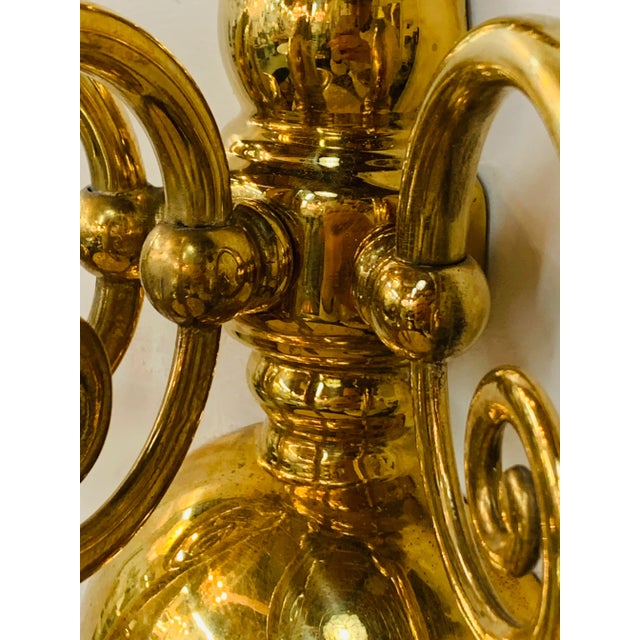 Brass Georgian Brass Three Light Wall Sconce For Sale - Image 8 of 9