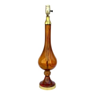 Amber-Colored Mid Century Modern Venetian Glass Lamp For Sale