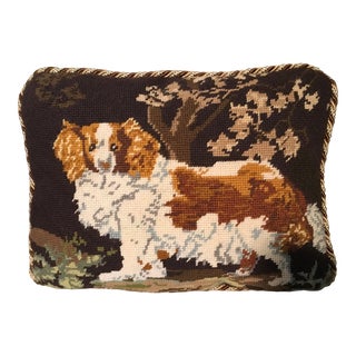 1990s Cavalier King Charles Spaniel Needlepoint Pillow For Sale