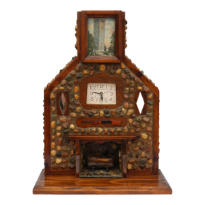 Vintage Hand Made Folk Art Rustic 'Cabin in the Woods' Mantel Clock