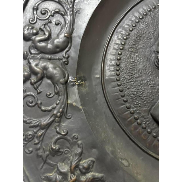 Large Antique Bronze Plate, 1920 For Sale - Image 10 of 16