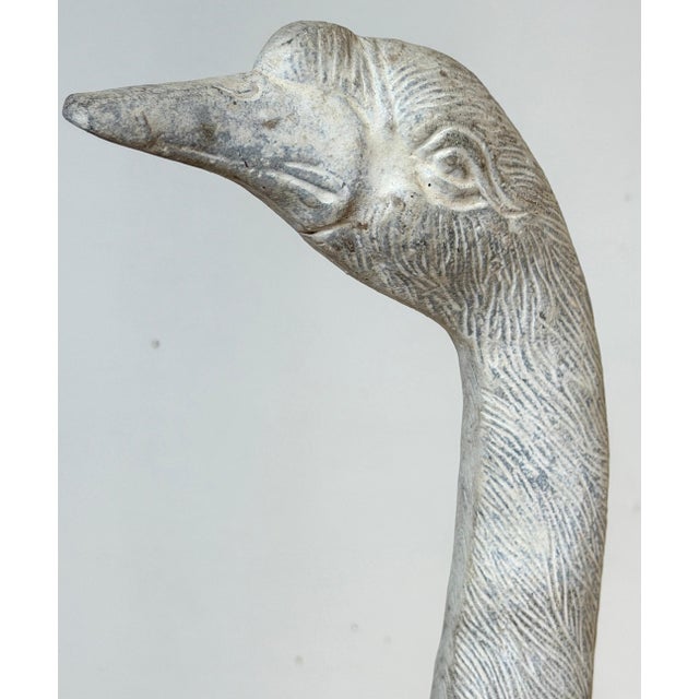 Neoclassical Pair 20th C. Zinc Alloy Swan Garden Sculptures Good Scale & Weathered Surface For Sale - Image 3 of 18