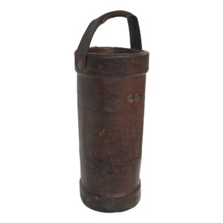British Leather Fire Bucket Umbrella Cane Holder For Sale