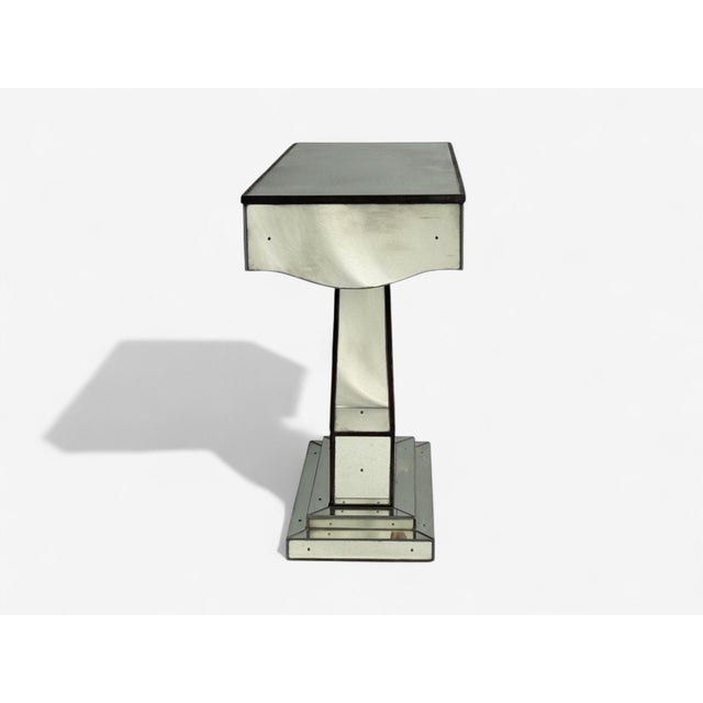 Art Deco Style, Mirrored Console Tables, Painted Wood, Distressed Glass For Sale - Image 12 of 15