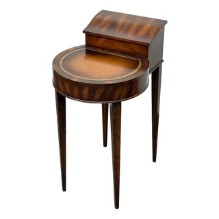 Circa 1920's Mahogany + Leather Side Table For Sale