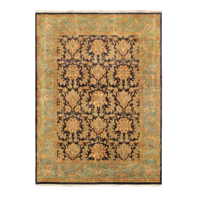 Pasargad Home Agra Lamb's Wool Area Rug, 9' 0" X 12' 5", Navy For Sale