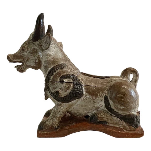 Indian Artist, Nandi Cow Sculpture, 1800s, Carved and Lacquered Wood For Sale