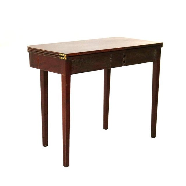 Antique English Hepplewhite Flame Mahogany Inlaid & Banded Game Table 19th C For Sale - Image 10 of 11