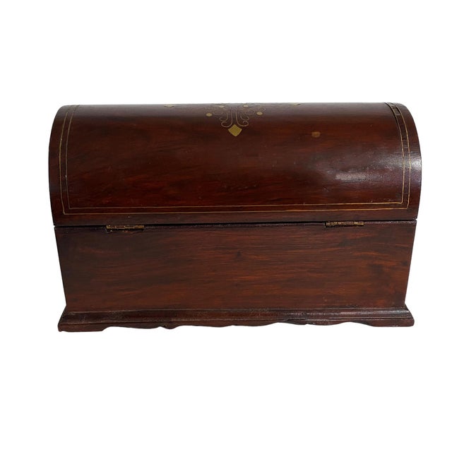 Wood Indian Traditional Jewelry Bangle Wooden Domed Box 10.25" W For Sale - Image 7 of 8