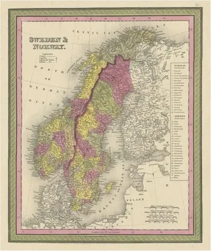 Map of Sweden and Norway, 1846