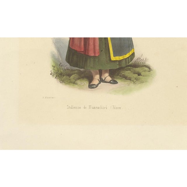 Blue Peruvian Women's Costumes, Huarochirí & Huancavelica, 1841, Lithograph For Sale - Image 8 of 10