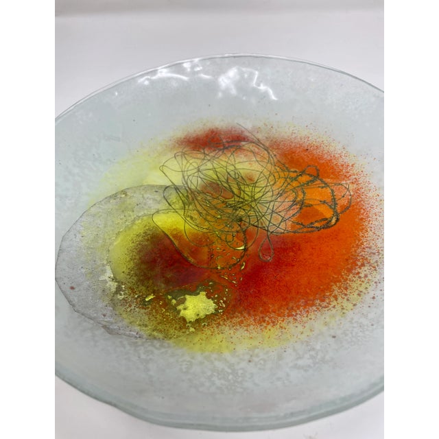 1970s Vintage Art Glass Shallow Bowl For Sale - Image 5 of 12