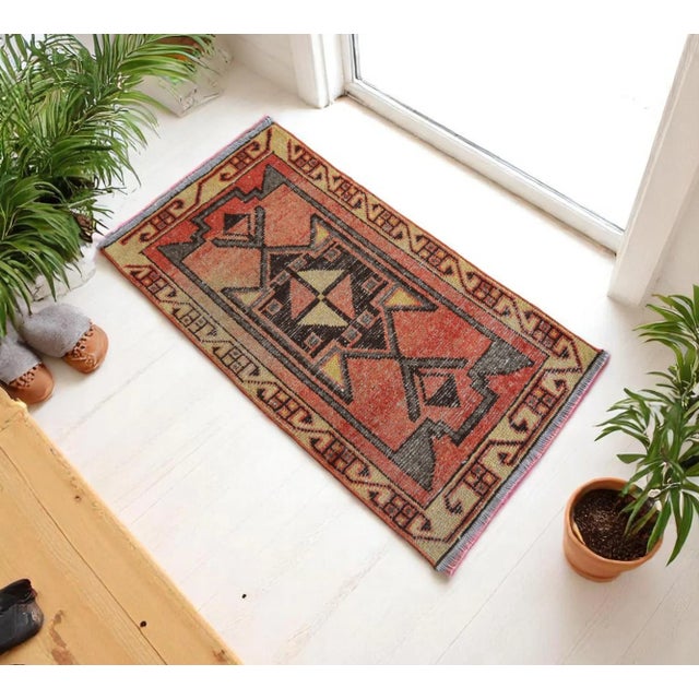 Farmhouse Hand Made Small Turkish Rug, Entryway Decor, DoorMat - 1'9" X 3'1" For Sale - Image 3 of 10