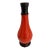 Crackle Glaze Coral Orange Ceramic Vase With Black Rim Accent For Sale