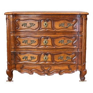 Antique French Provincial Walnut 3-Drawer Dresser With Lined Drawers For Sale