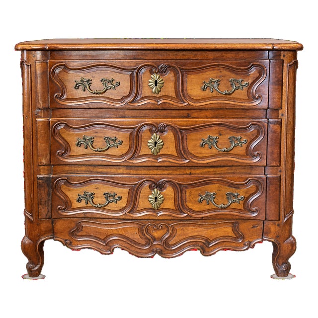Antique French Provincial Walnut 3-Drawer Dresser With Lined Drawers For Sale