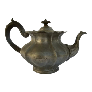 Late 19th Century Pewter Pot With Wood Handle and Finial by James Dixon and Sons English