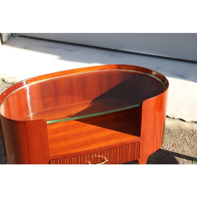 Oval Bedside Tables with Ducrot Glass Tops by Paolo Buffa, 1950, Set of 2 For Sale - Image 4 of 18