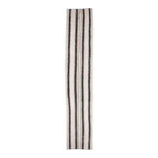 White & Brown Turkish Kilim Runner For Sale