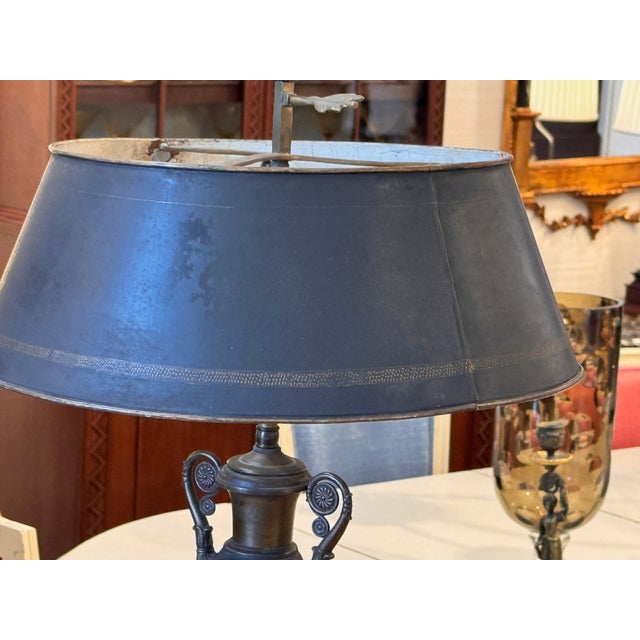 1900s Neoclassical Bouillotte Lamp With Tole Shade For Sale - Image 9 of 14