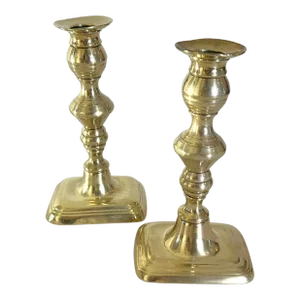 Pair of Early 19th Century Georgian Brass Candlesticks or Candle Holders