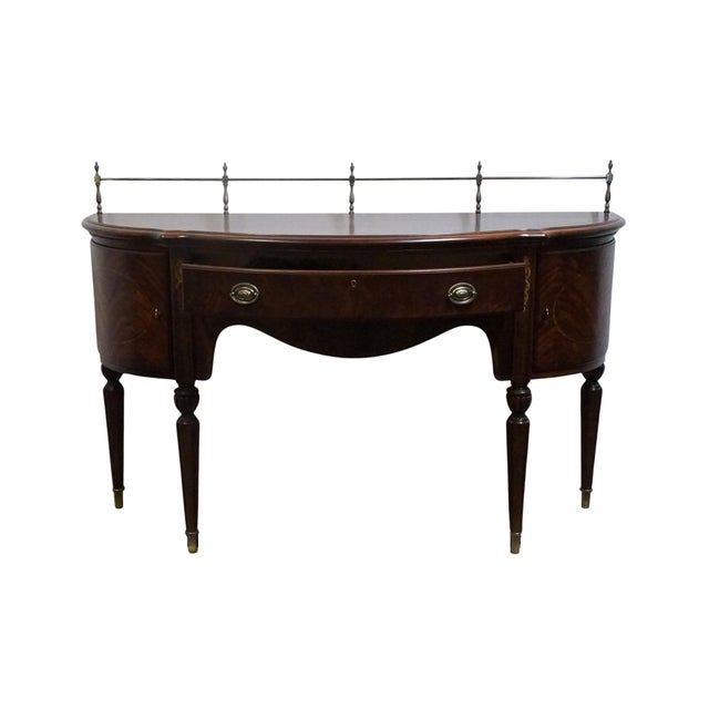 Early 21st Century Thomasville Furniture Kent Park Collection Banded Flame Mahogany 68" Buffet Sideboard W. Brass Rail 38921-240 For Sale - Image 5 of 15