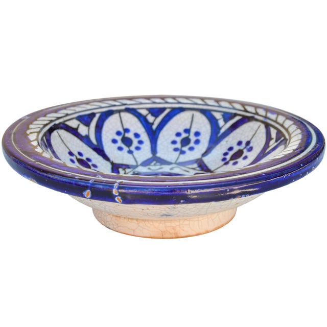 Ceramic Late 19th Century Blue Moorish Ceramic Plate With Floral Pattern For Sale - Image 7 of 8