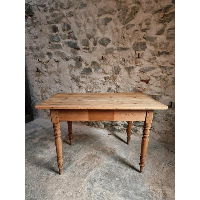 Antique French Pine and Beech Country Dining Table or Desk with Drawer, 1920s-1930s For Sale - Image 14 of 18