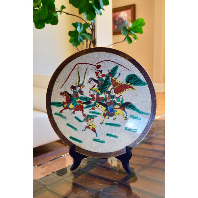 Chinese Chinese Crackle-Glazed Ceramic Charger For Sale - Image 3 of 5