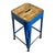 Vintage industrial style stool with blue iron legs and solid wood seat with handle. Good counter height stool. Easy to...